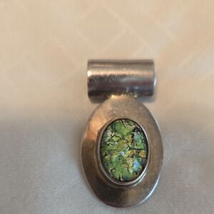 Silver Pendant with Green Stone